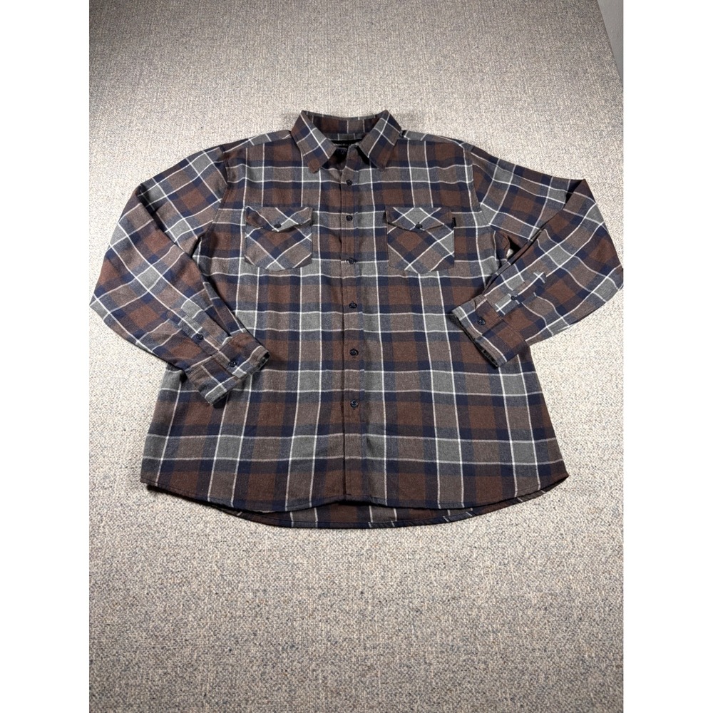 MOLOKAI SURF‎ CO Plaid Brown Flannel Long Sleeve Button Up Shirt Men's XL